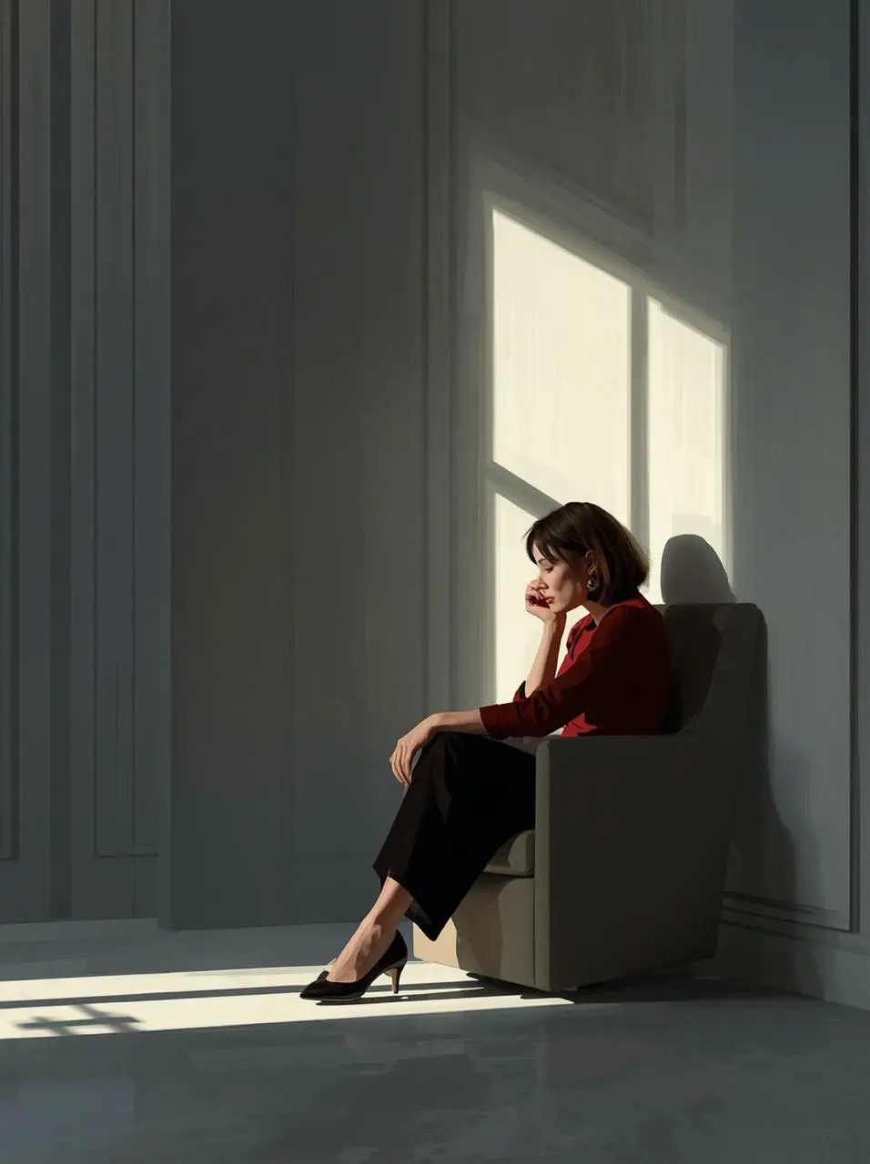 Femme assise dans un fauteuil, lumière naturelle latérale — Ce que tu appelles paresse, ton corps appelle survie